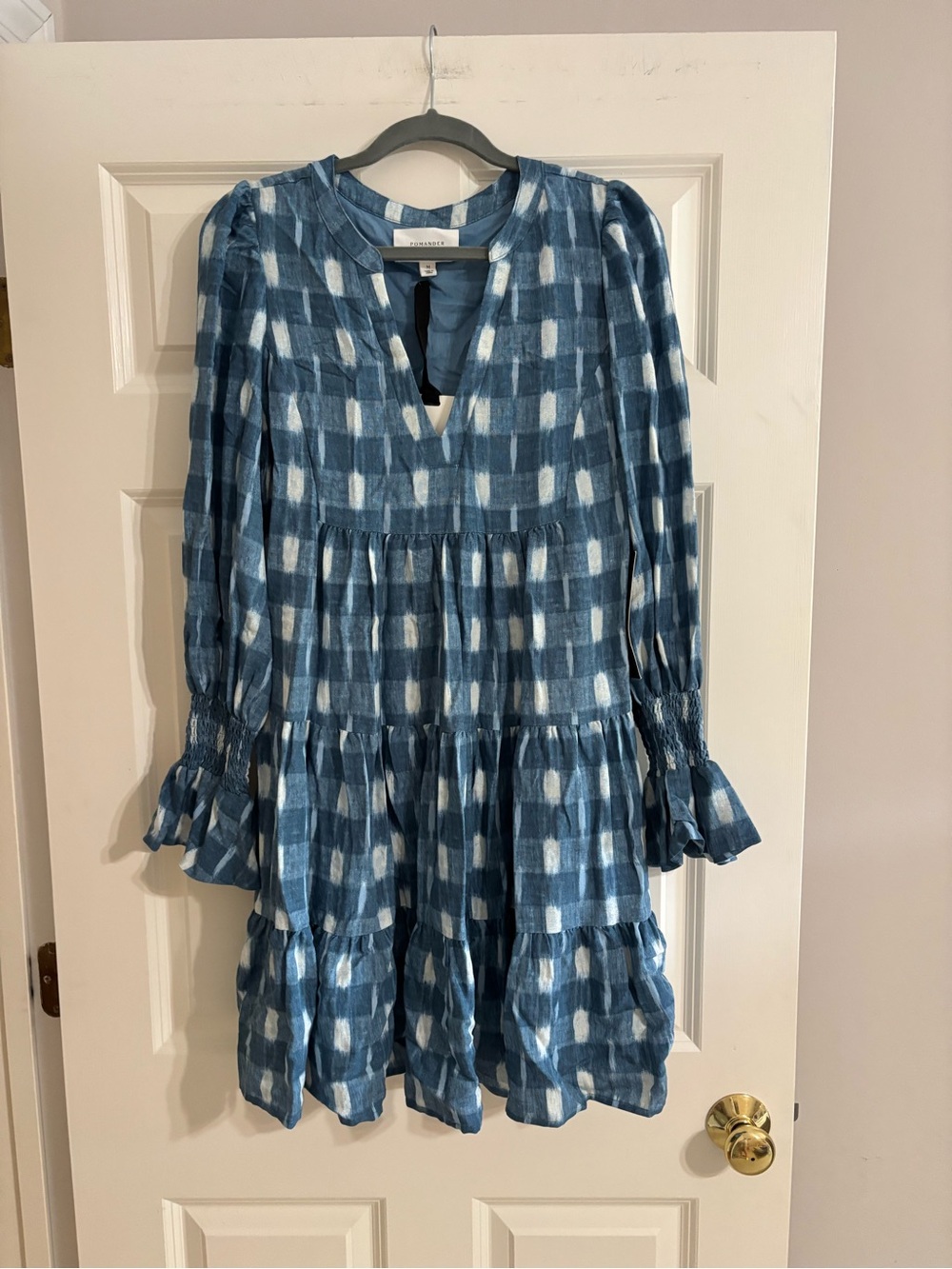 Pomander Place Blue Ikat Kenzo Dress size Medium